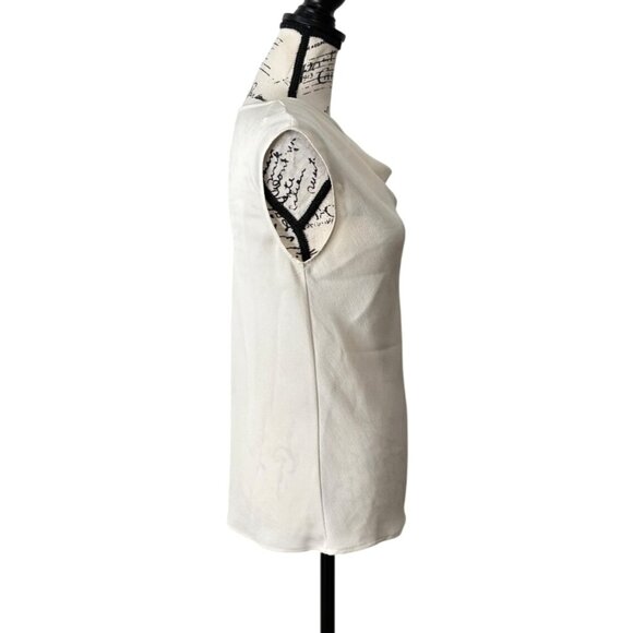 M.M. Lafleur New York Womens Top Ivory Sleeveless Cowl Neck Blouse Office Size S - Picture 2 of 7